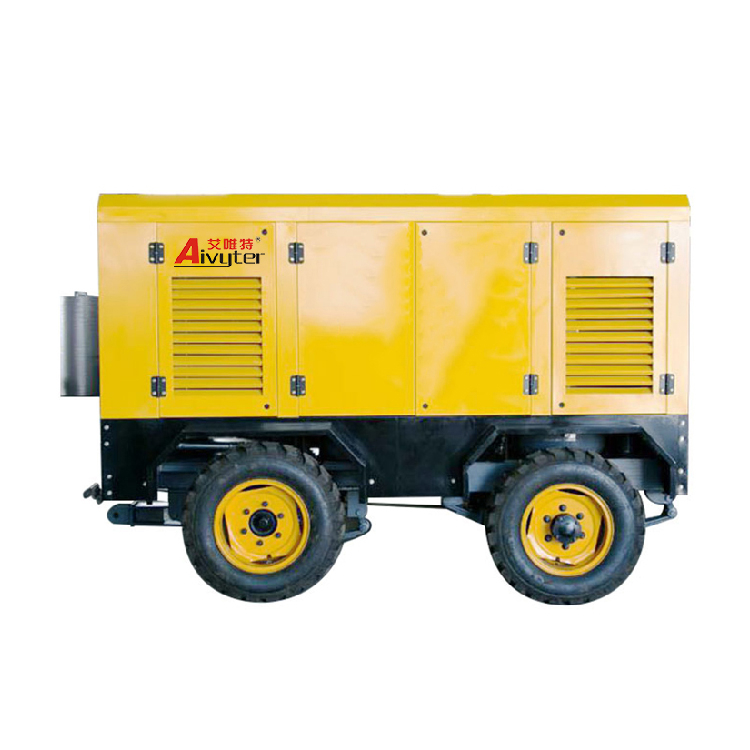 353 CFM 145 PSI Portable Diesel Driven Rotary Screw Air Compressor With 125 HP CUMMINS Diesel Engine